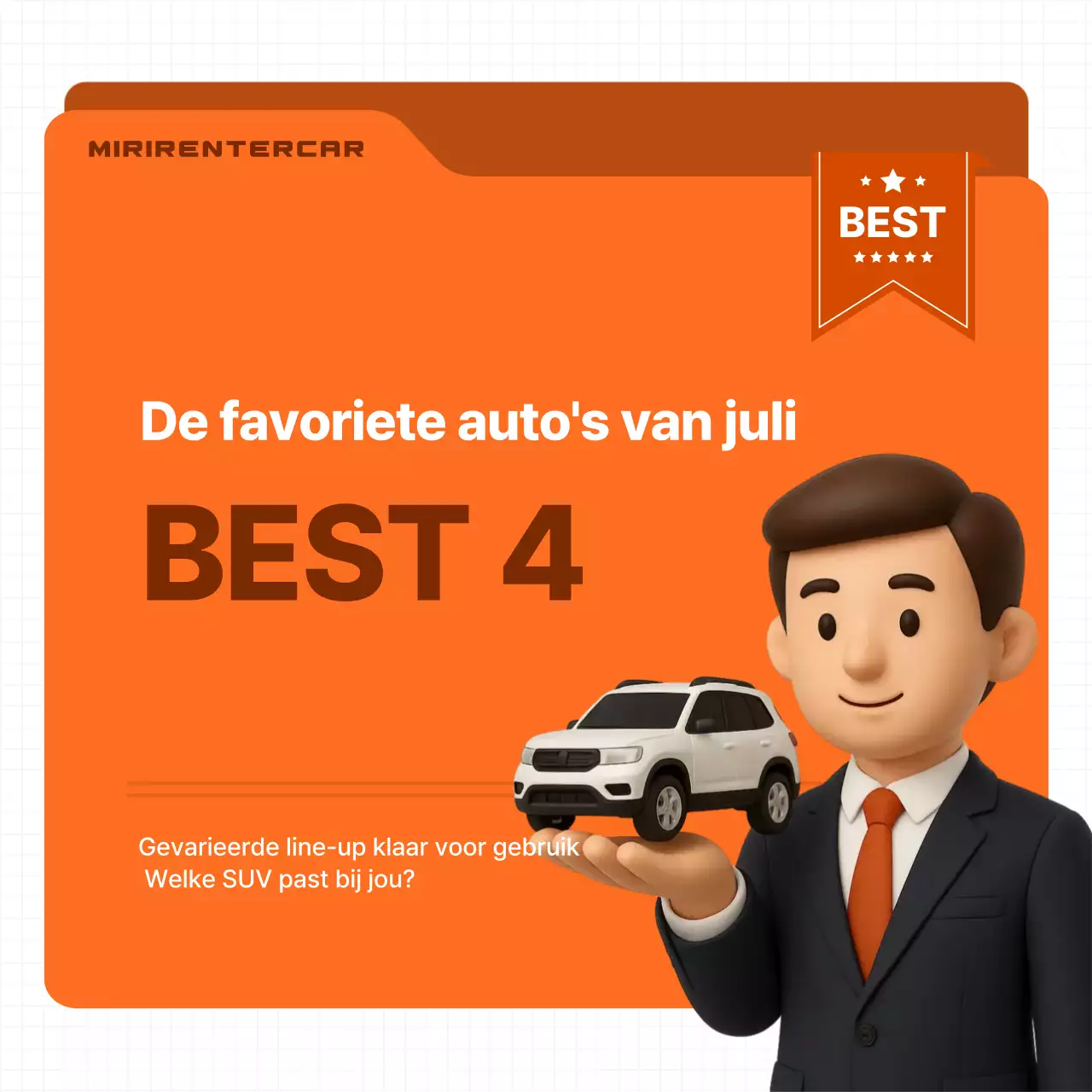 Oranje moderne auto-advertentie