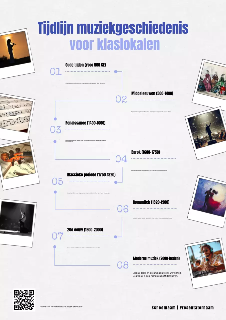 Beige educatieve muziekgidsposter