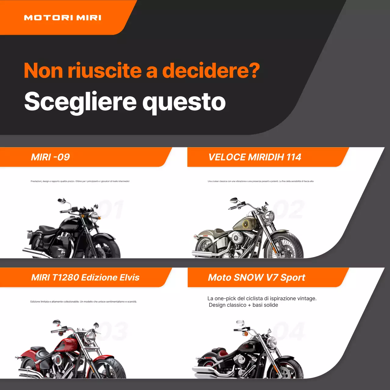 Pubblicità di motocicletta moderna arancione