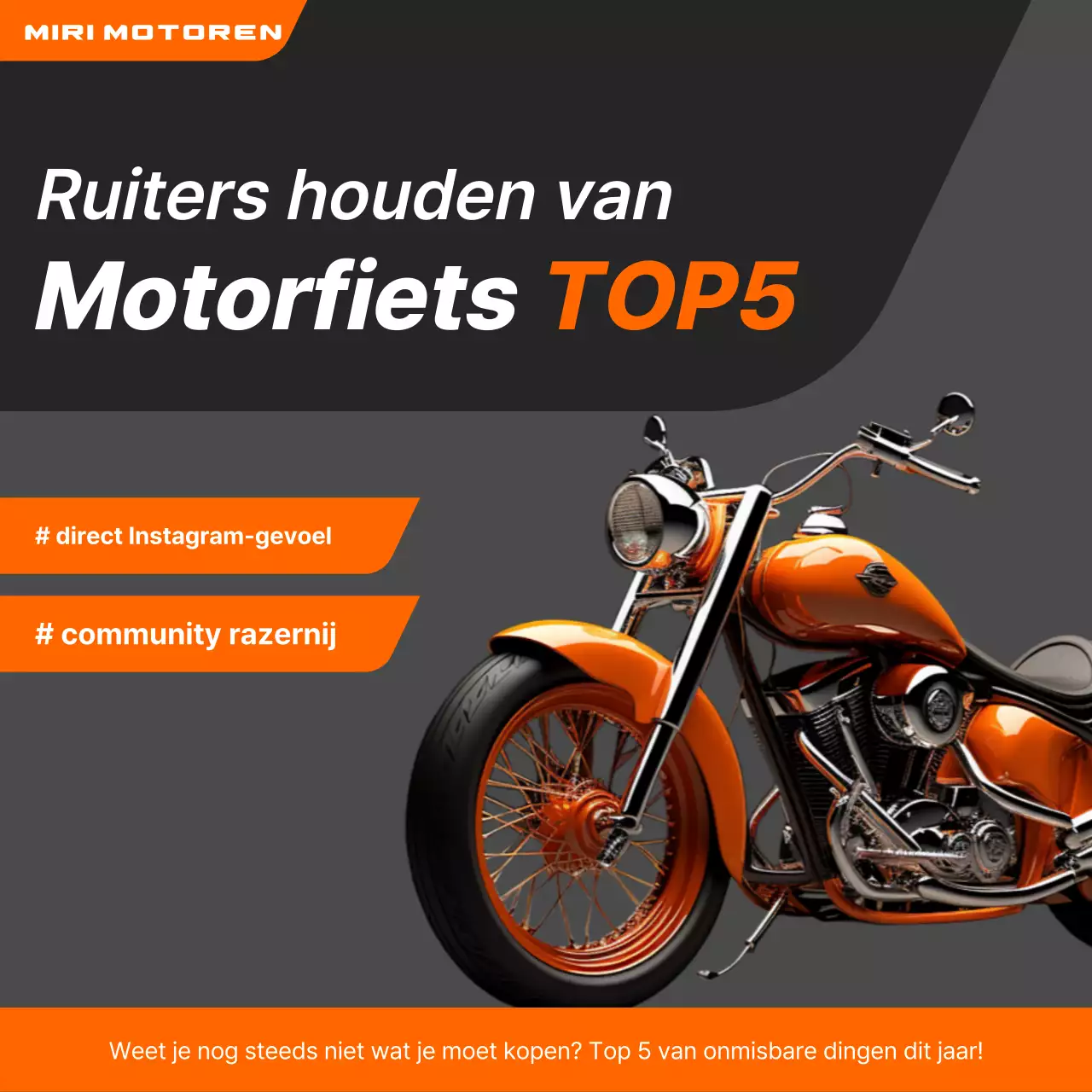 Oranje moderne motorfietsadvertentie