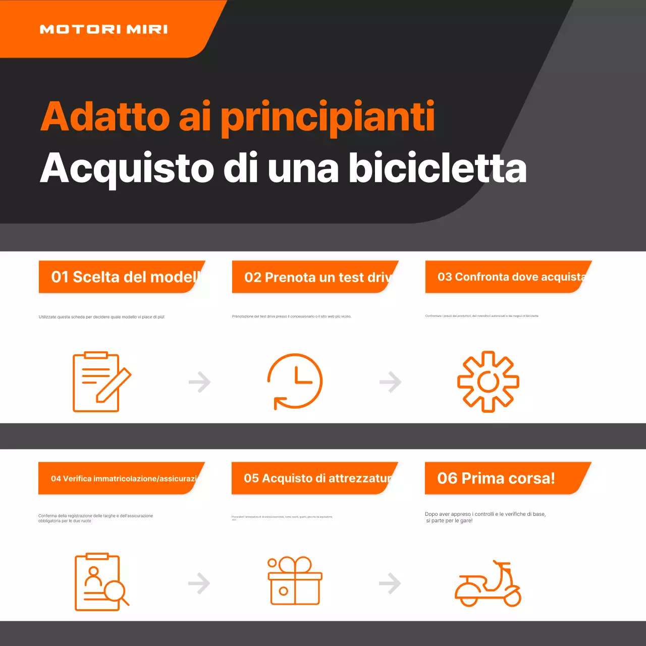 Pubblicità di motocicletta moderna arancione