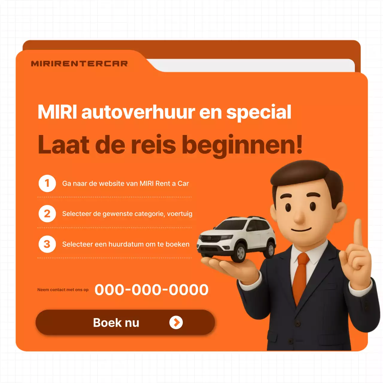 Oranje moderne auto-advertentie