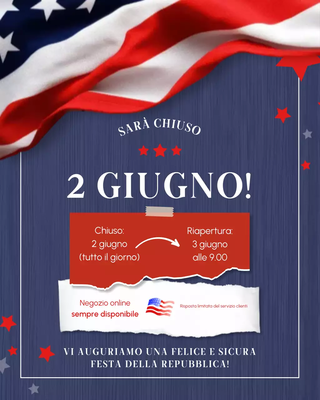 annuncio tradizionale rosso per le festività