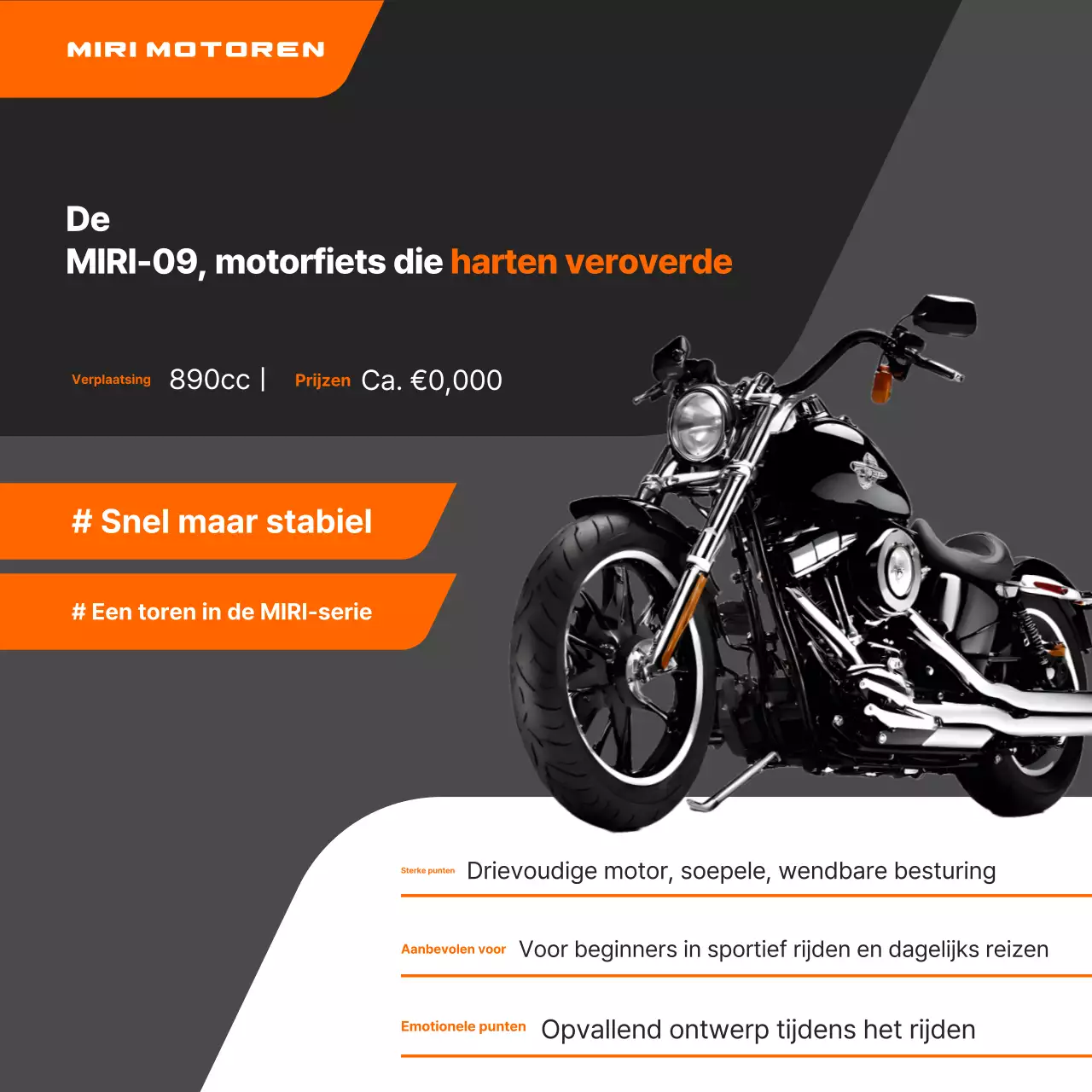 Oranje moderne motorfietsadvertentie