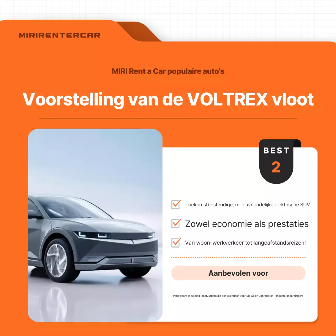 Oranje moderne auto-advertentie