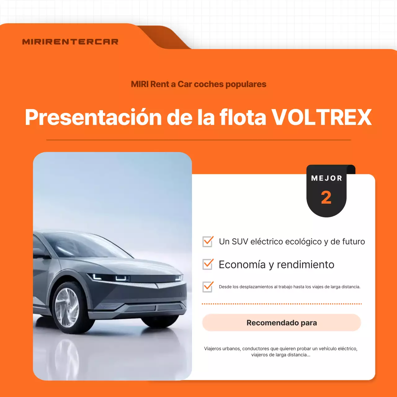 Anuncio de coche moderno de color naranja