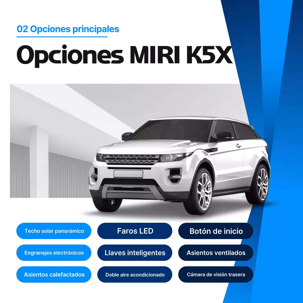 Anuncio de coche moderno azul