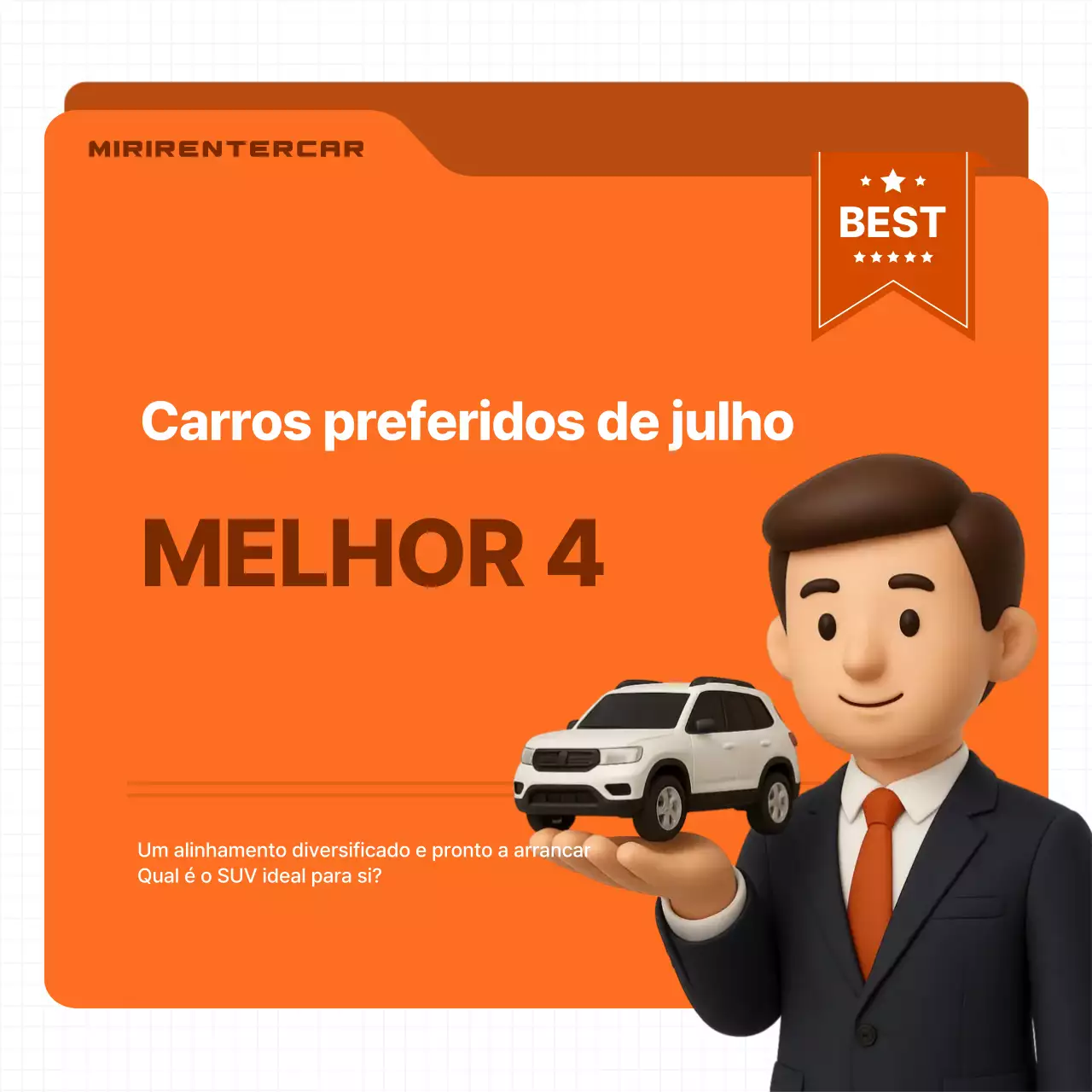 Anúncio de carro moderno laranja