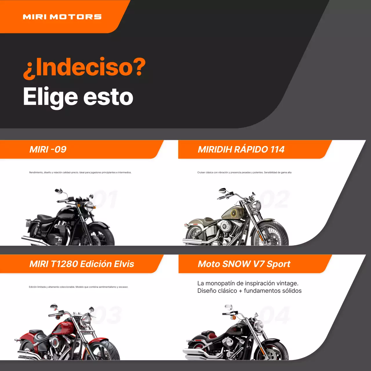 Anuncio de motocicleta moderna de color naranja