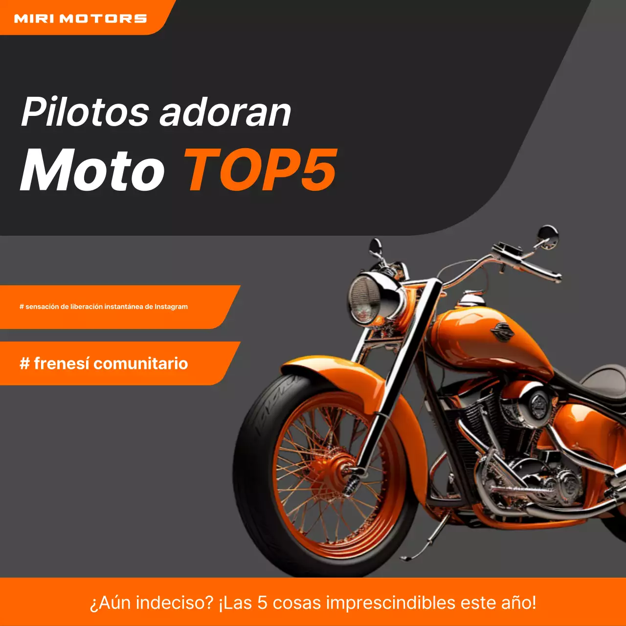 Anuncio de motocicleta moderna de color naranja