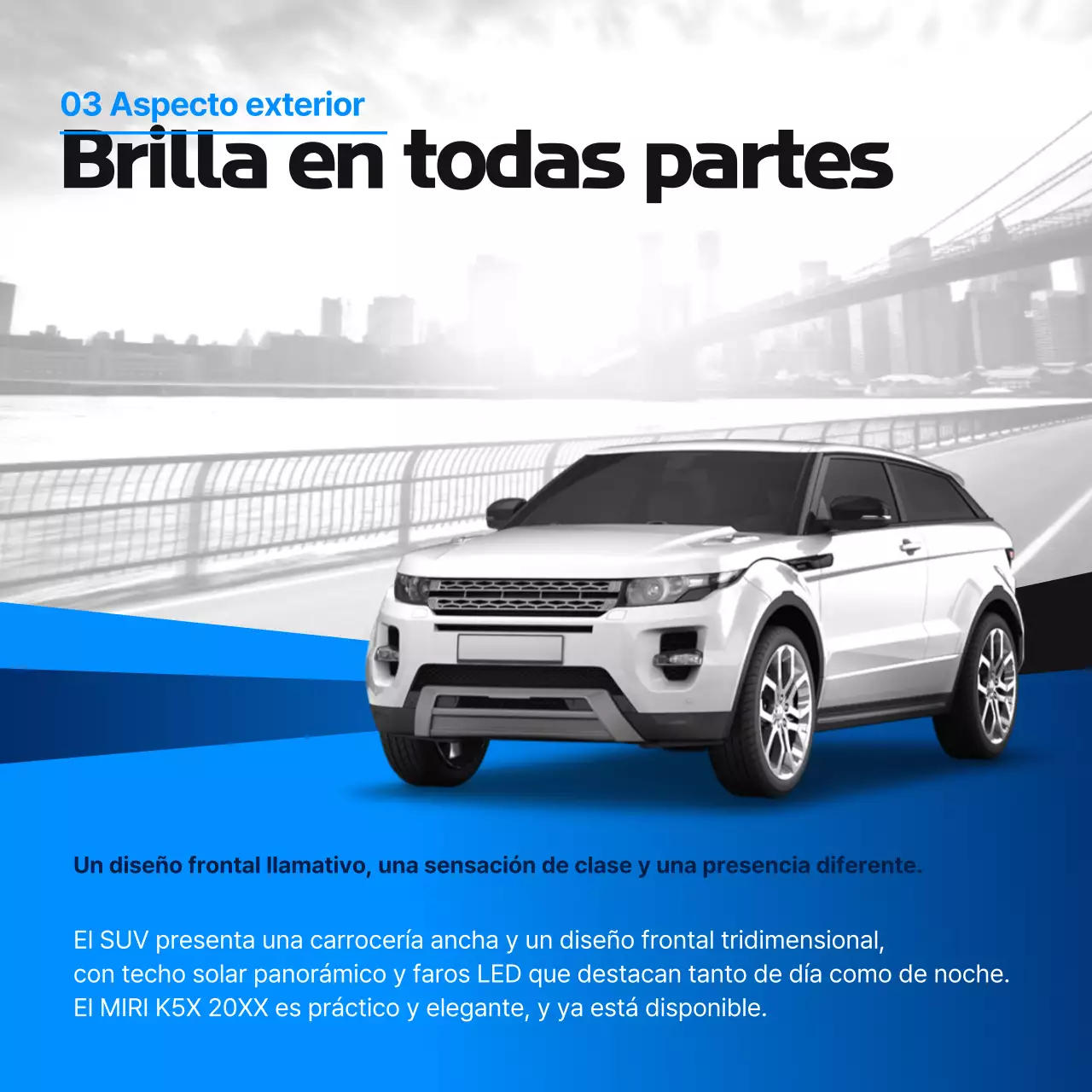 Anuncio de coche moderno azul