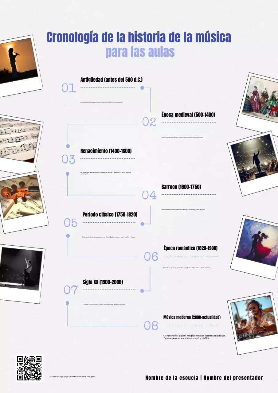 Póster de guía musical educativa beige