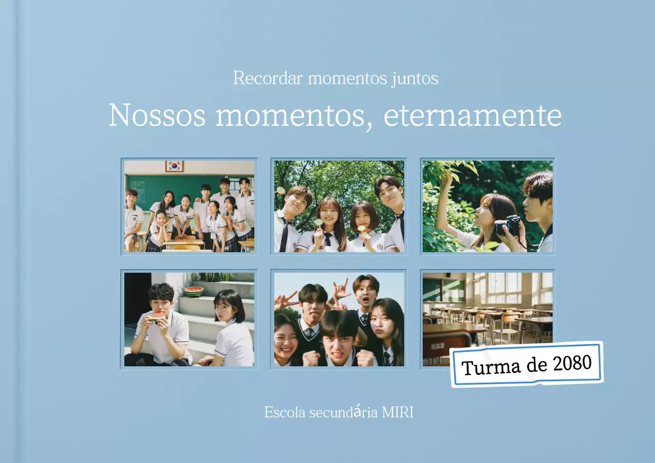 Álbum de formatura simples azul-celeste comemorativo