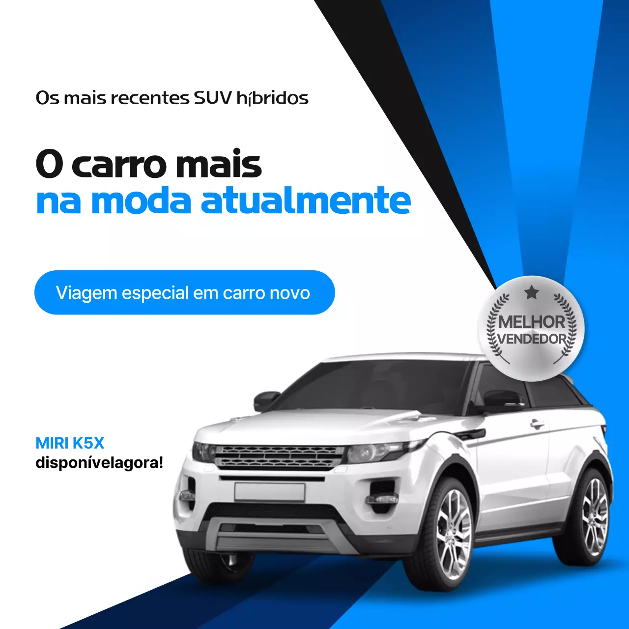 Anúncio de carro moderno azul