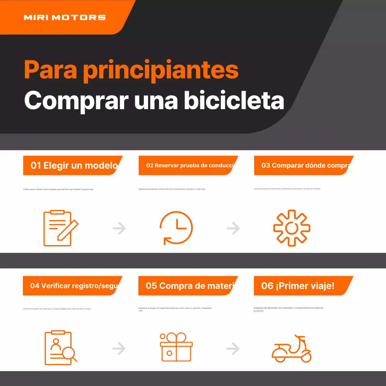 Anuncio de motocicleta moderna de color naranja