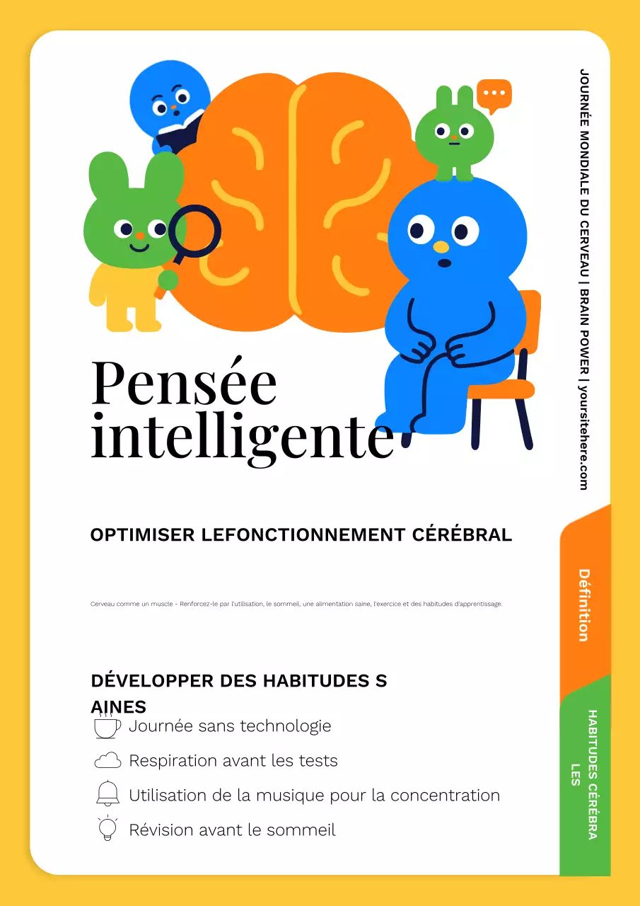 Affiche « Smart Thinking Brain Power » pour la Journée mondiale du cerveau