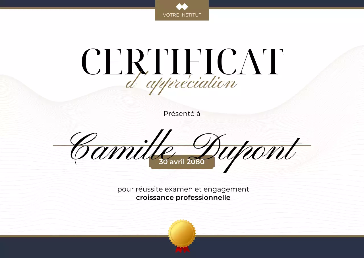 Affiche Web élégante et blanche pour certificat