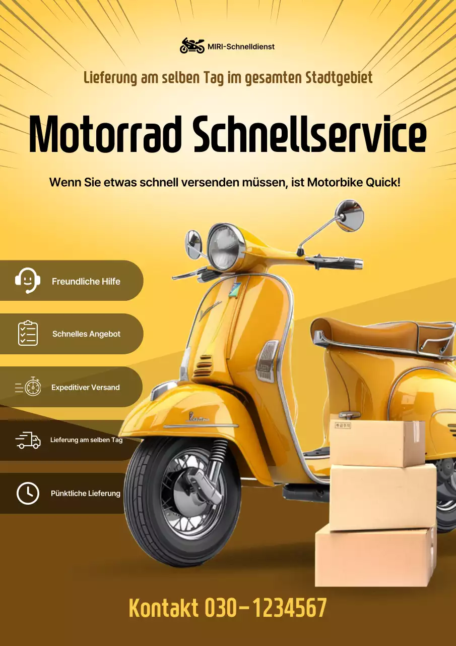 Gelbe moderne Lieferwerbung