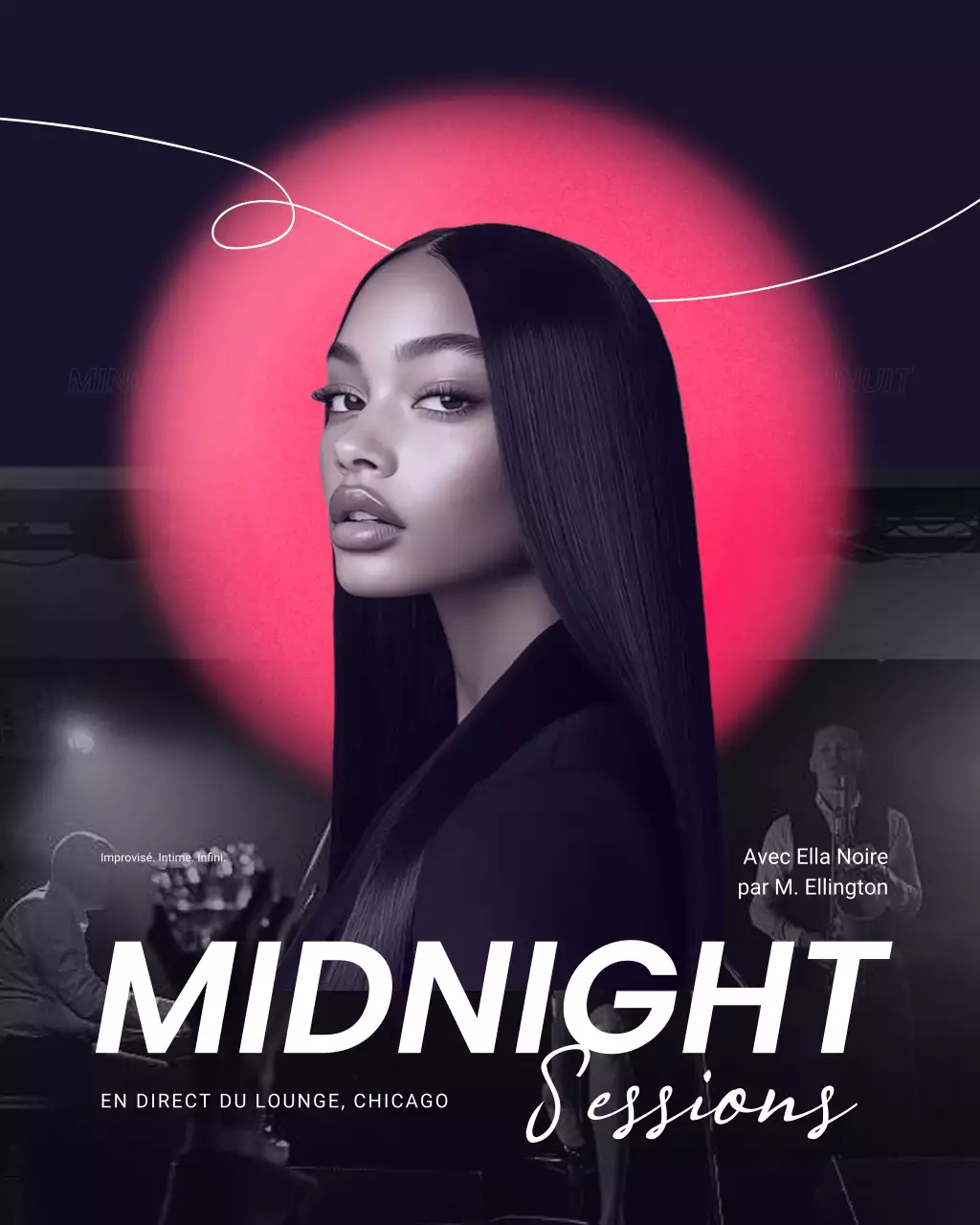 Publication Instagram : couverture d'album minimaliste noire et rose