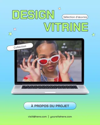Un portfolio coloré de l'an 2000 met en avant une publication Instagram