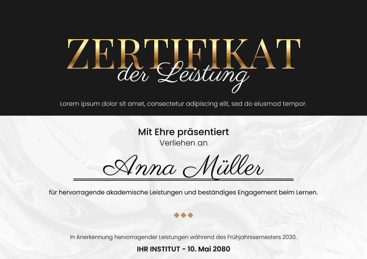 Goldold Elegantes akademisches Zertifikat-Web-Poster