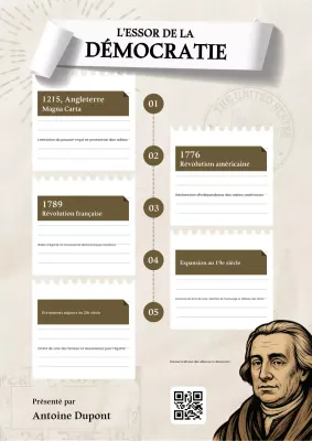 Affiche chronologique beige classique de la démocratie