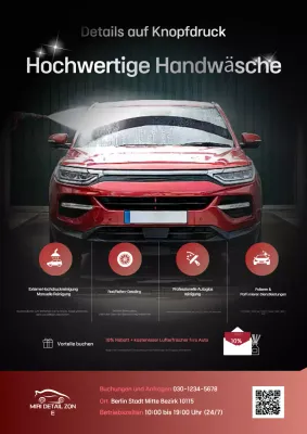 Rote moderne Autowaschwerbung