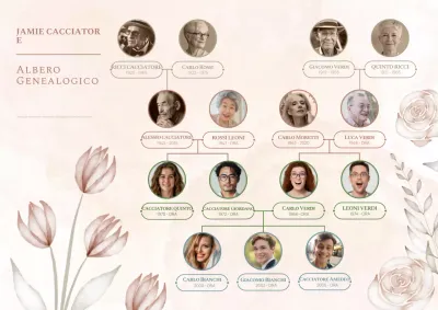 Poster con albero genealogico in stile acquerello