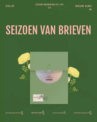 Instagram-bericht over de cover van een groen, elegant muziekalbum
