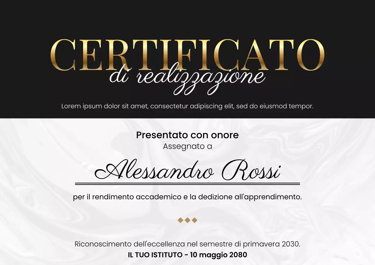 Poster web del certificato accademico Goldold Elegant