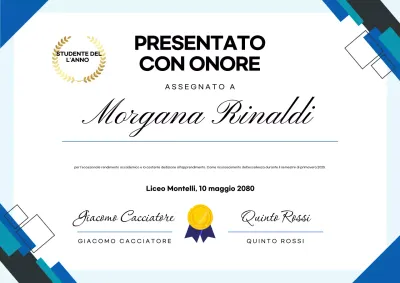 Poster del certificato studentesco moderno blu