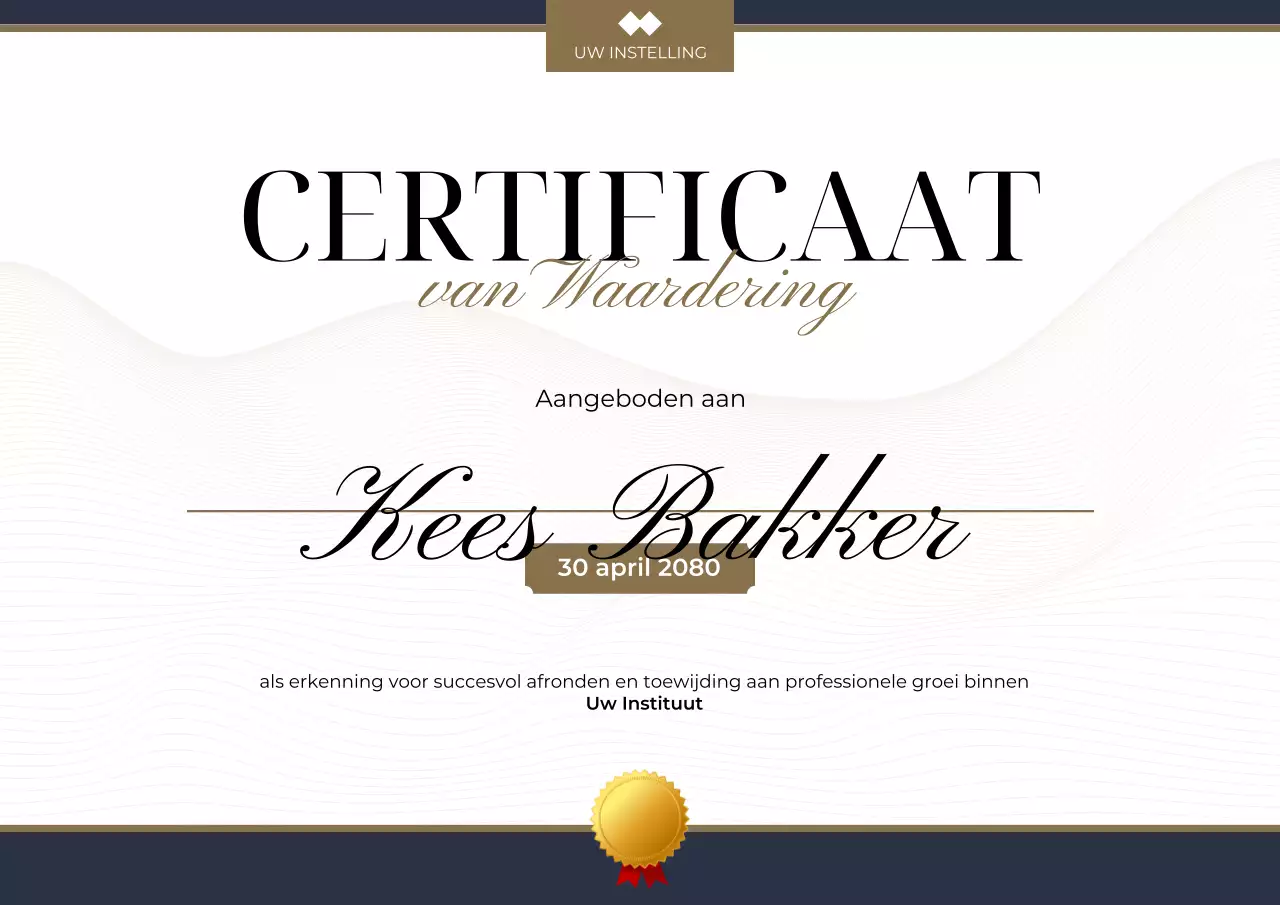 Witte elegante certificaatdocument webposter