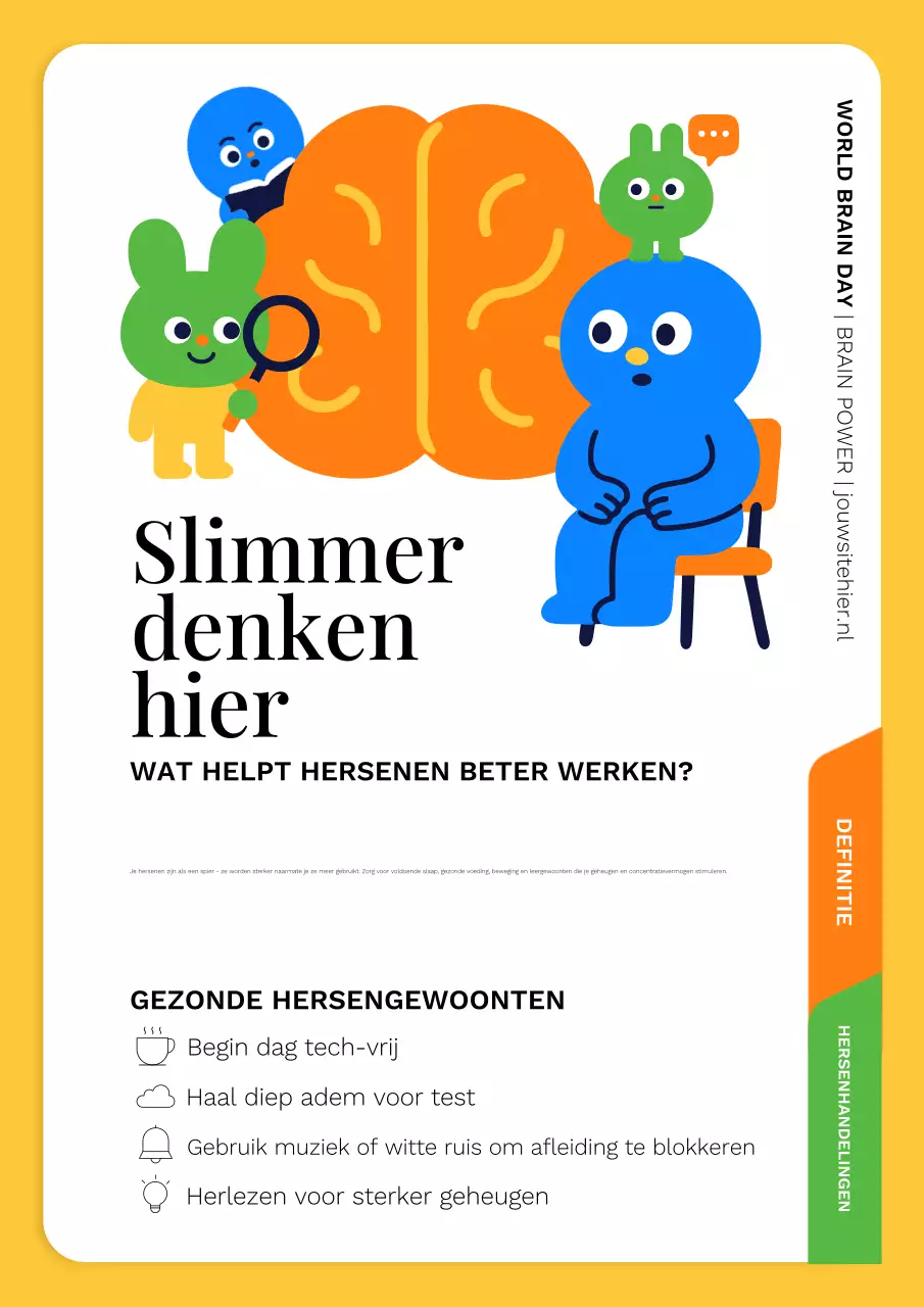 Poster voor slimme denkkracht voor Wereld Hersendag