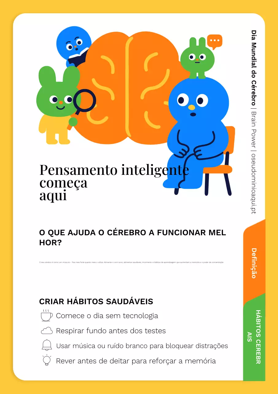 Cartaz sobre o poder do pensamento inteligente para o Dia Mundial do Cérebro