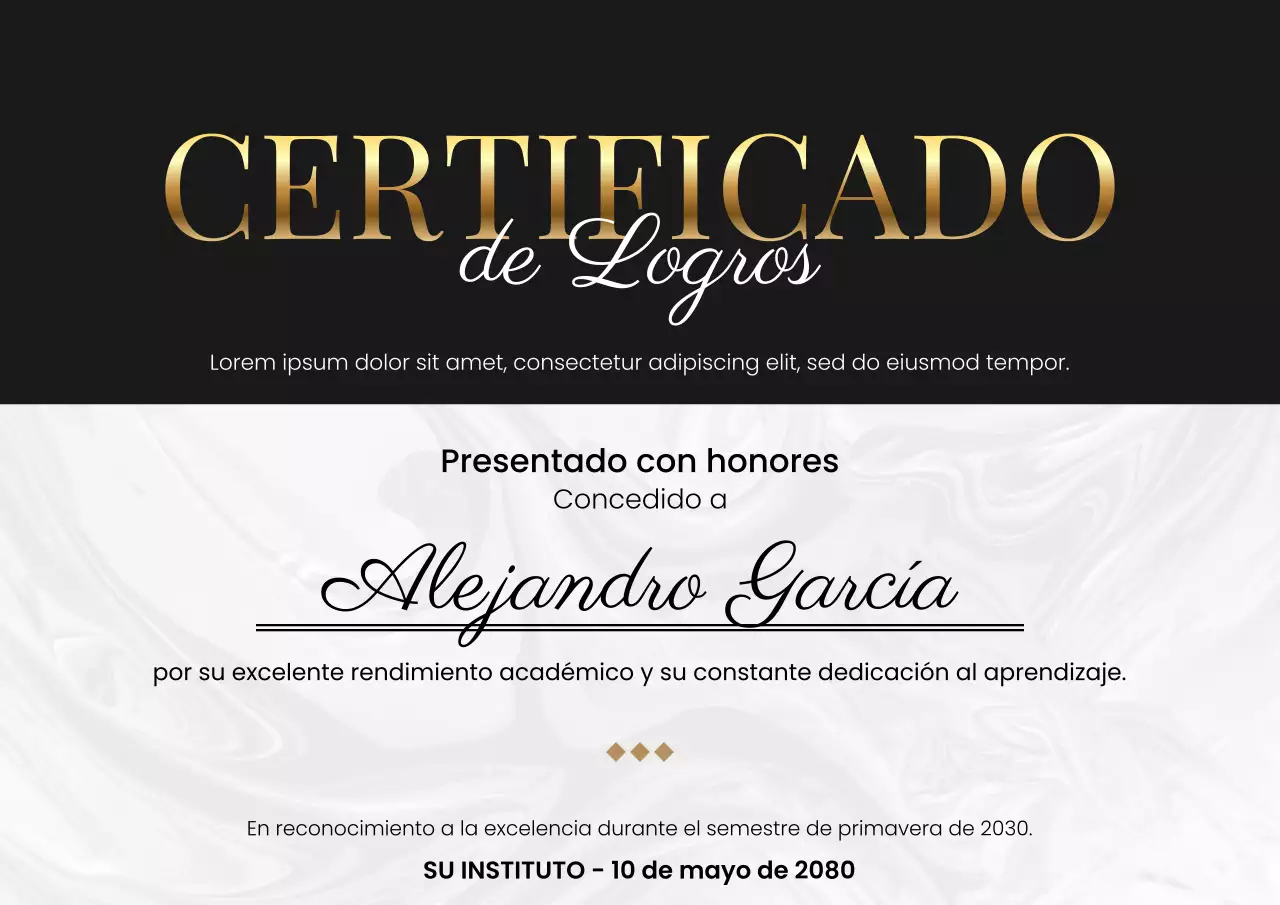 Póster web del Certificado Académico Elegante de Goldold