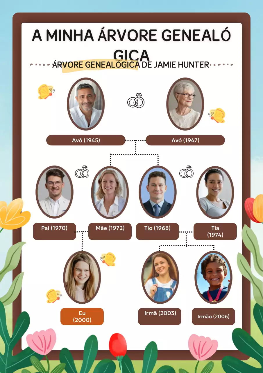 Pôster moderno marrom da árvore genealógica