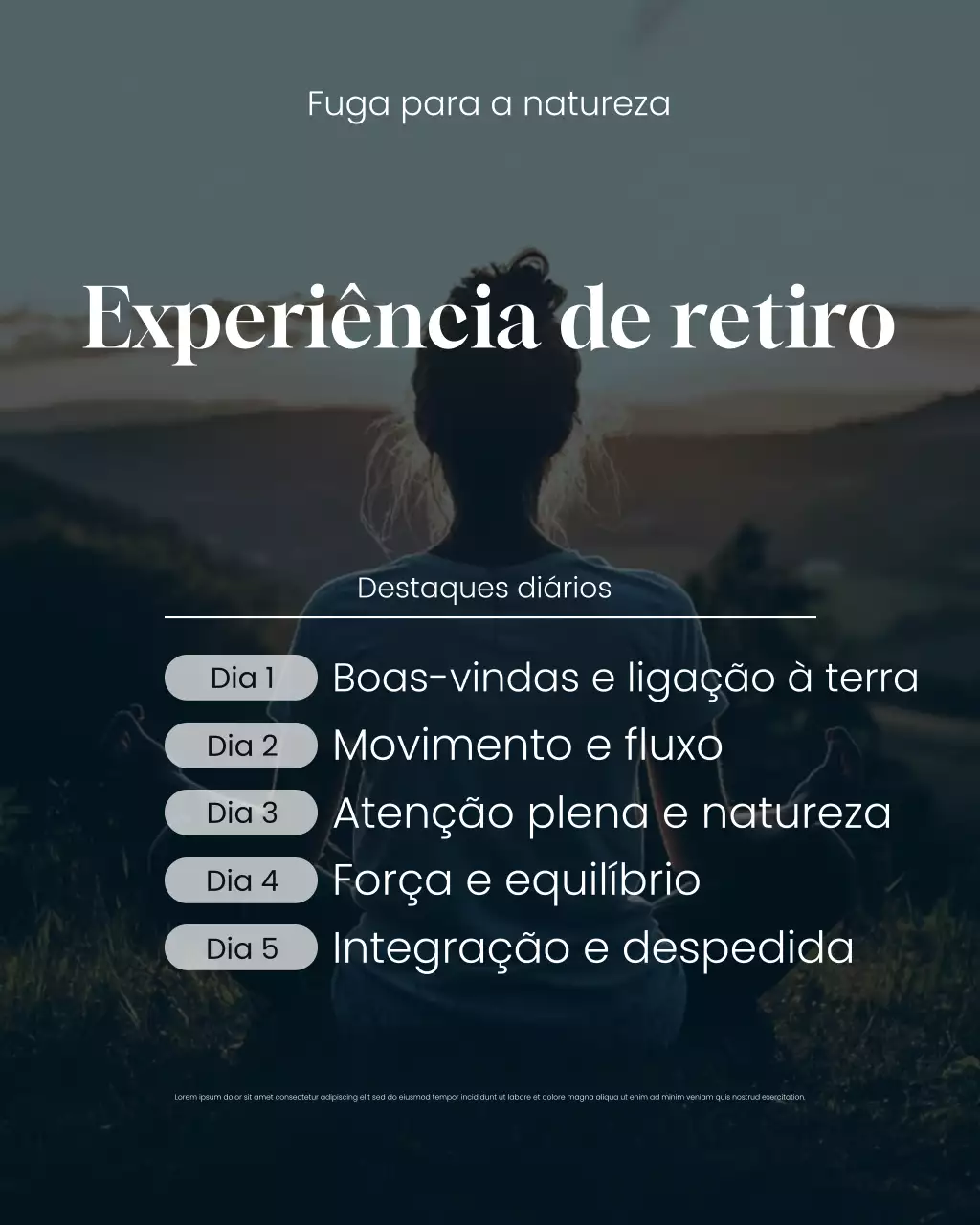 Postagem no Instagram sobre programação de retiro na natureza