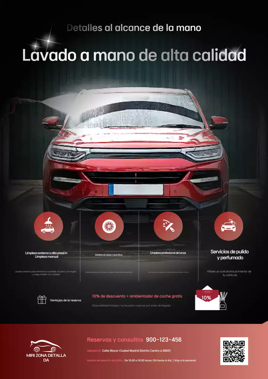 Anuncio de lavado de autos moderno rojo