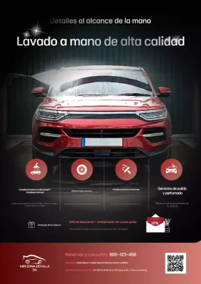 Anuncio de lavado de autos moderno rojo