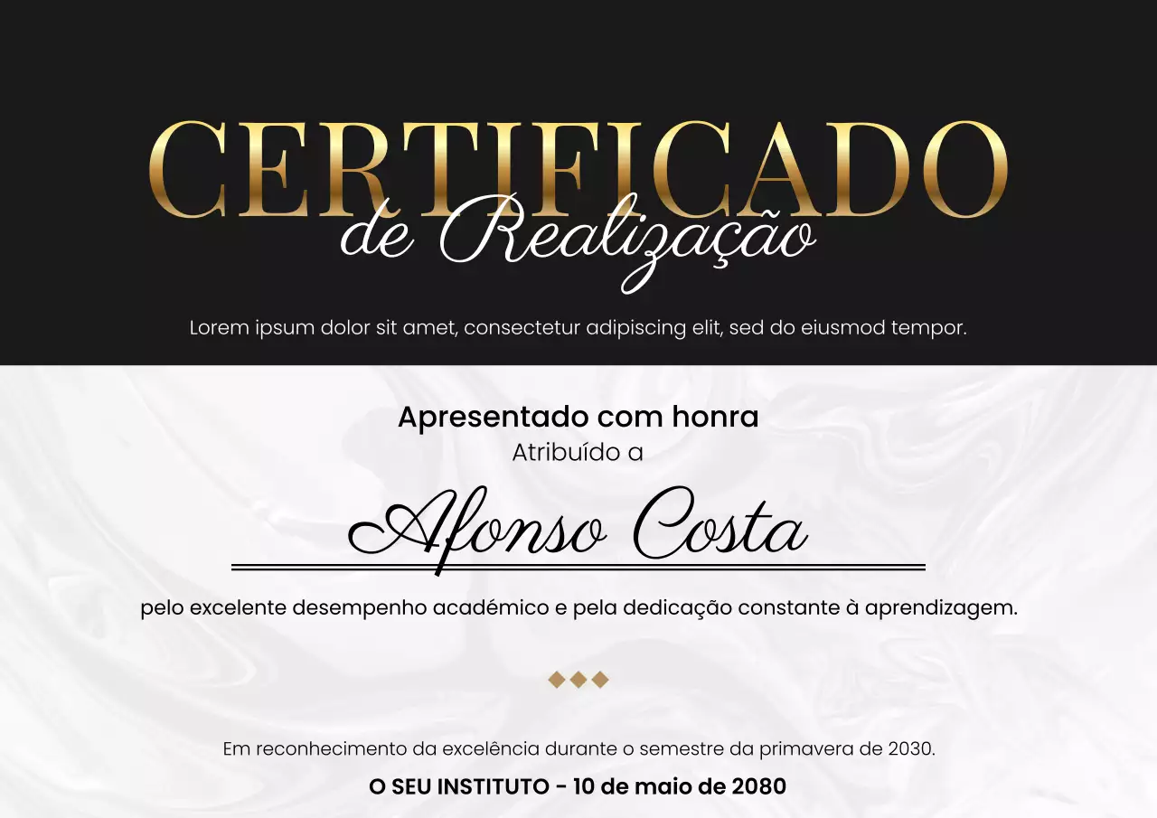 Cartaz Web de Certificado Acadêmico Elegante Goldold