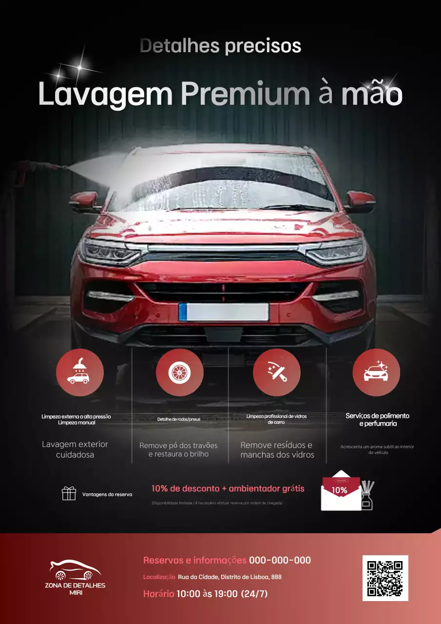 Anúncio de lavagem de carros moderna vermelha