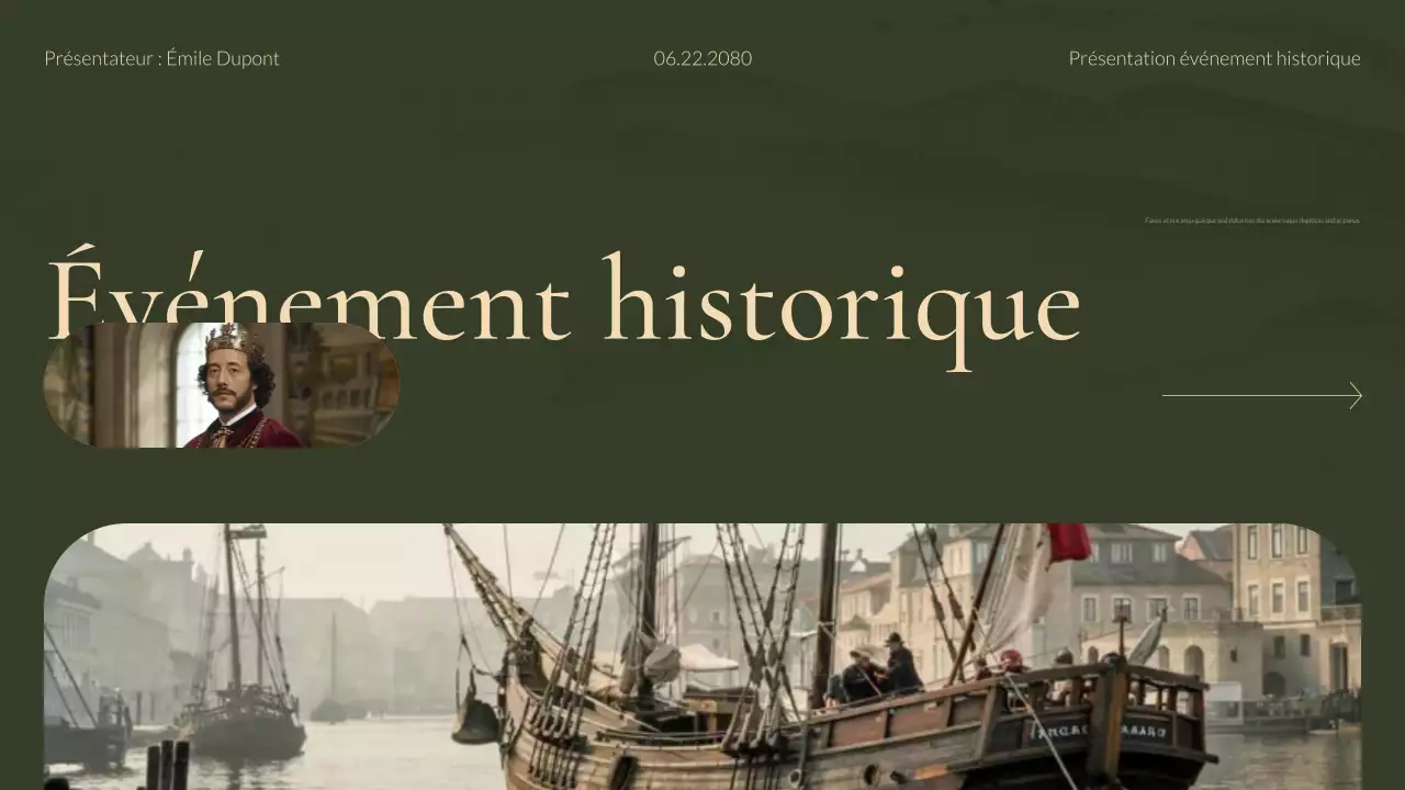 Présentation des études historiques modernes vertes et dorées