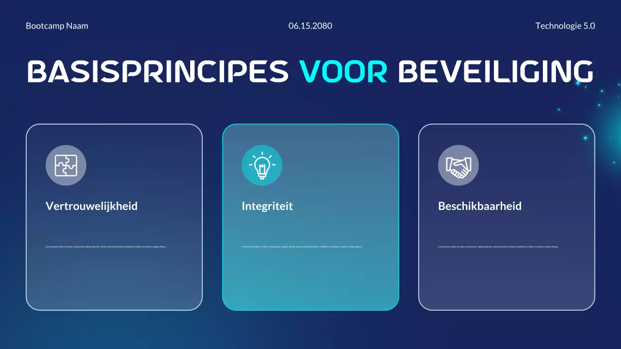 Presentatie van de Blue and Cyan Modern Futuristic Cybersecurity Essentials Bootcamp