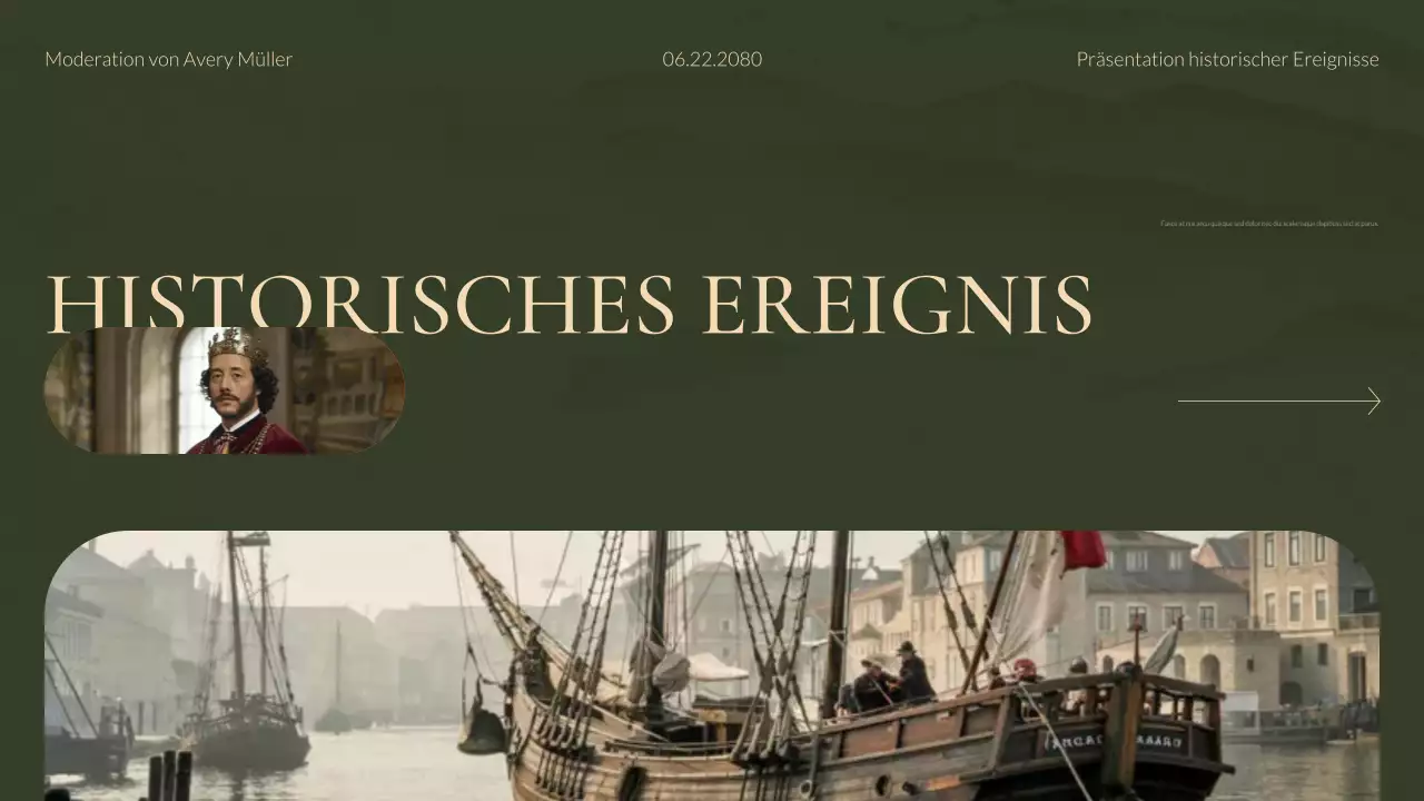 Grüne und goldene moderne historische Studien Präsentation