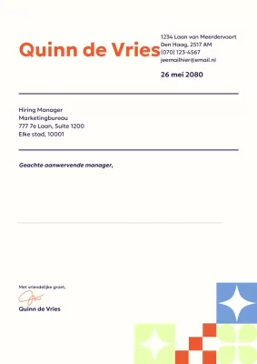Oranje professionele sollicitatiebrief documentposter