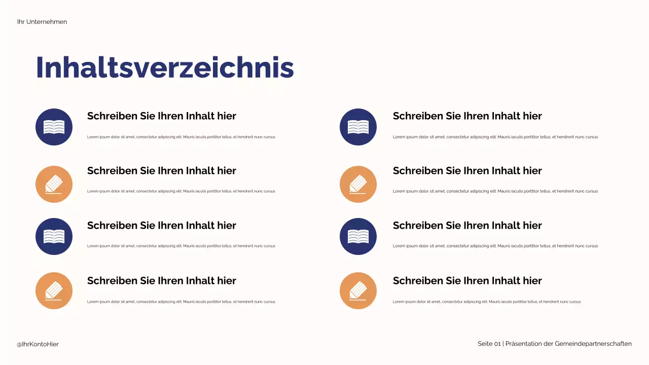 Blaue und beige moderne Illustration Strategische Partnerschaften für den Studienerfolg Präsentation