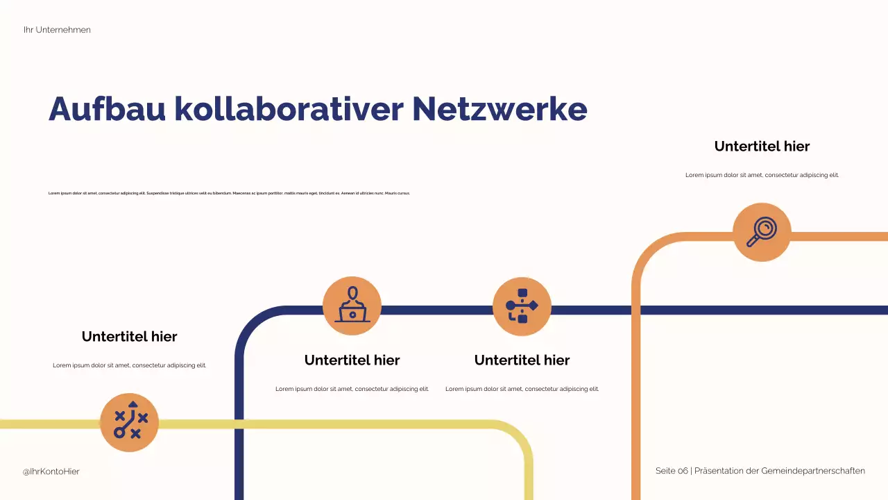 Blaue und beige moderne Illustration Strategische Partnerschaften für den Studienerfolg Präsentation