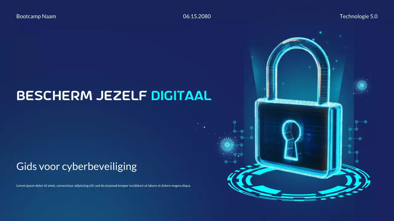 Presentatie van de Blue and Cyan Modern Futuristic Cybersecurity Essentials Bootcamp