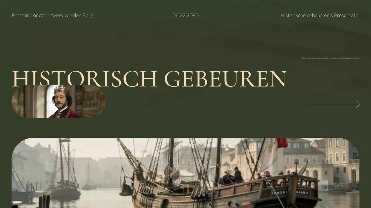 Groene en gouden moderne historische studies presentatie