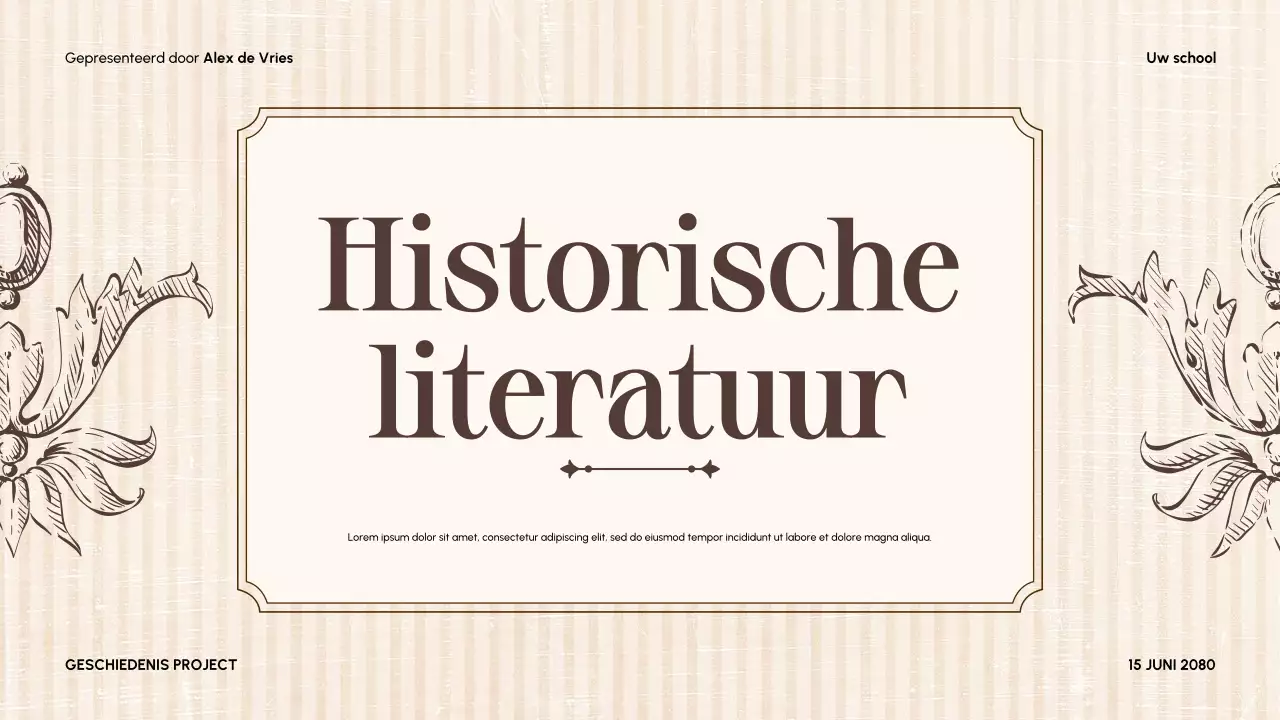 Beige Vintage Literatuurgids Presentatie